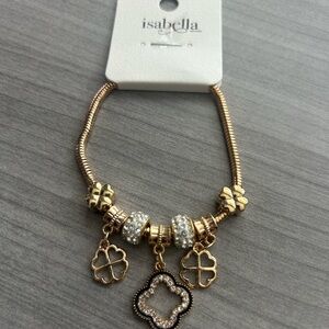 Abella Gold and Silver Clover Charm Bracelet